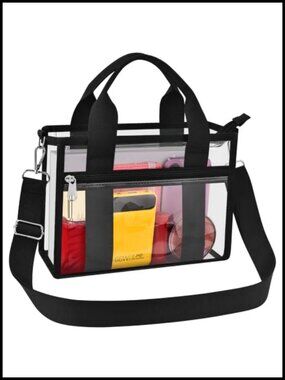 Clear Stadium Tote Bag Top Handle PVC Crossbody Handbag